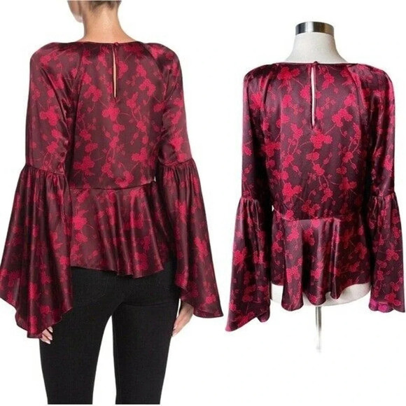 NWT Cinq a Sept Cypress Vine Print Avalon Top Size XS Rhubarb Camilla Red - Picture 3 of 12